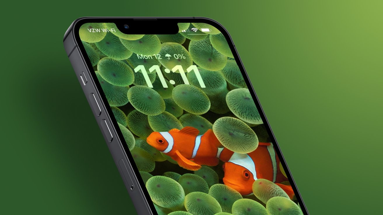 Fondo de pantalla de pez payaso incluido en iOS 16