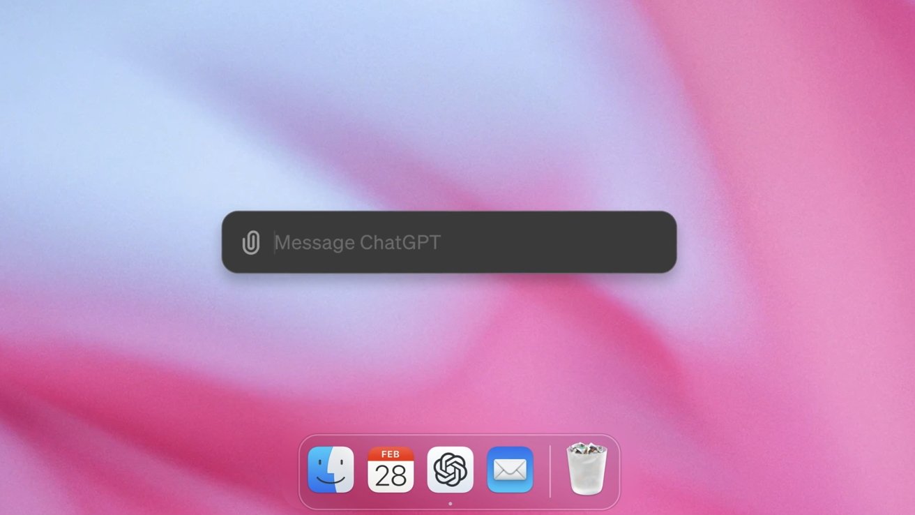 A Mac desktop with a ChatGPT message bar