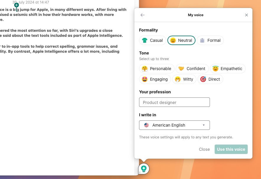 Setting your desired tone in Grammarly