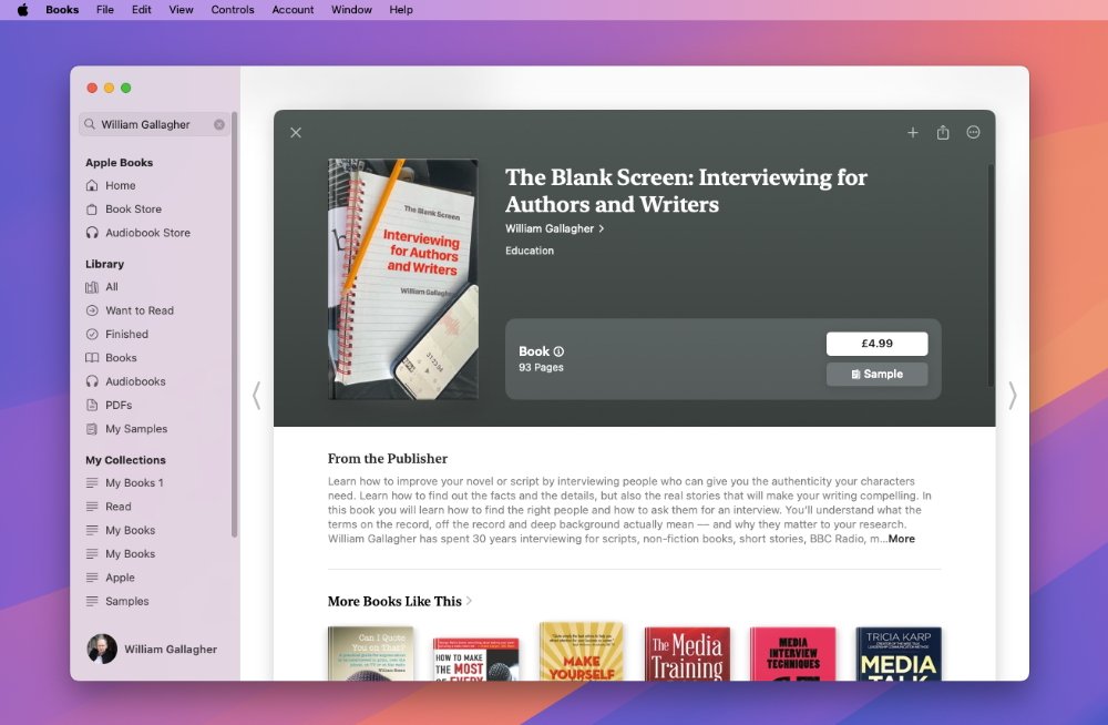 Apple Books store interface showing limited-time offers, a bestseller highlight, and a new and trending section with various book covers. Navigation is on the left sidebar.