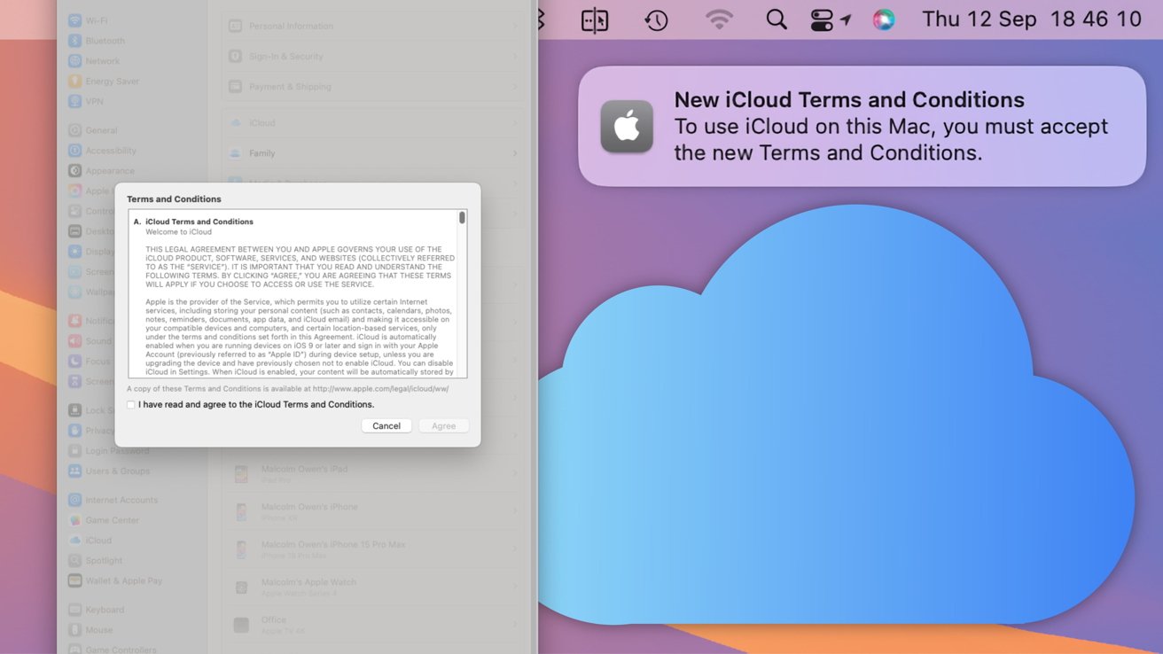 Apple is updating its iCloud terms and conditions on September 16