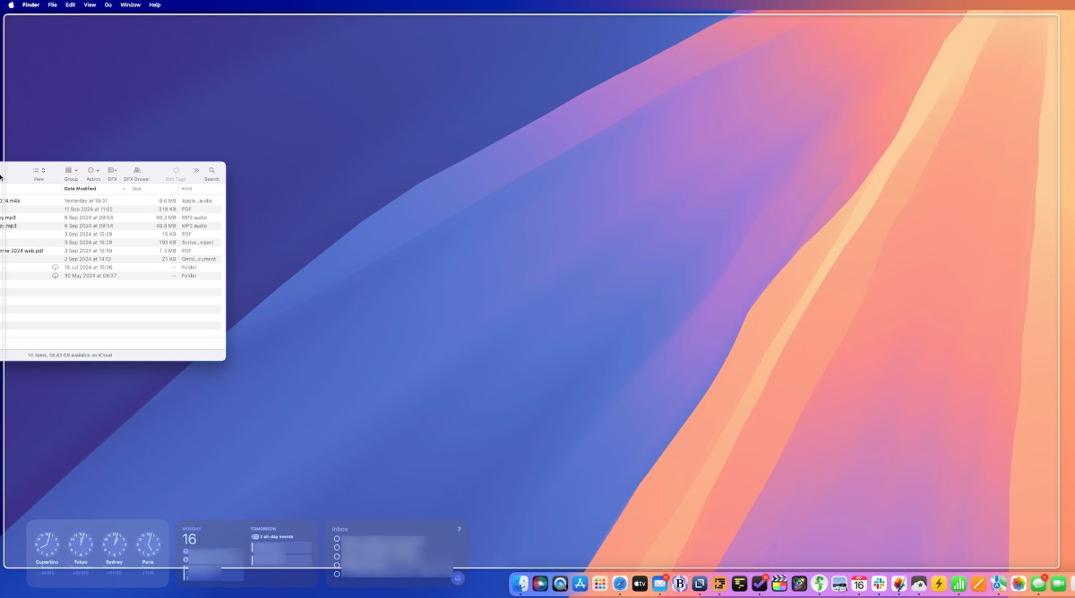 Computer desktop displaying colorful abstract background, open file explorer window with file list, various application icons in the dock, and system widgets at the bottom left.