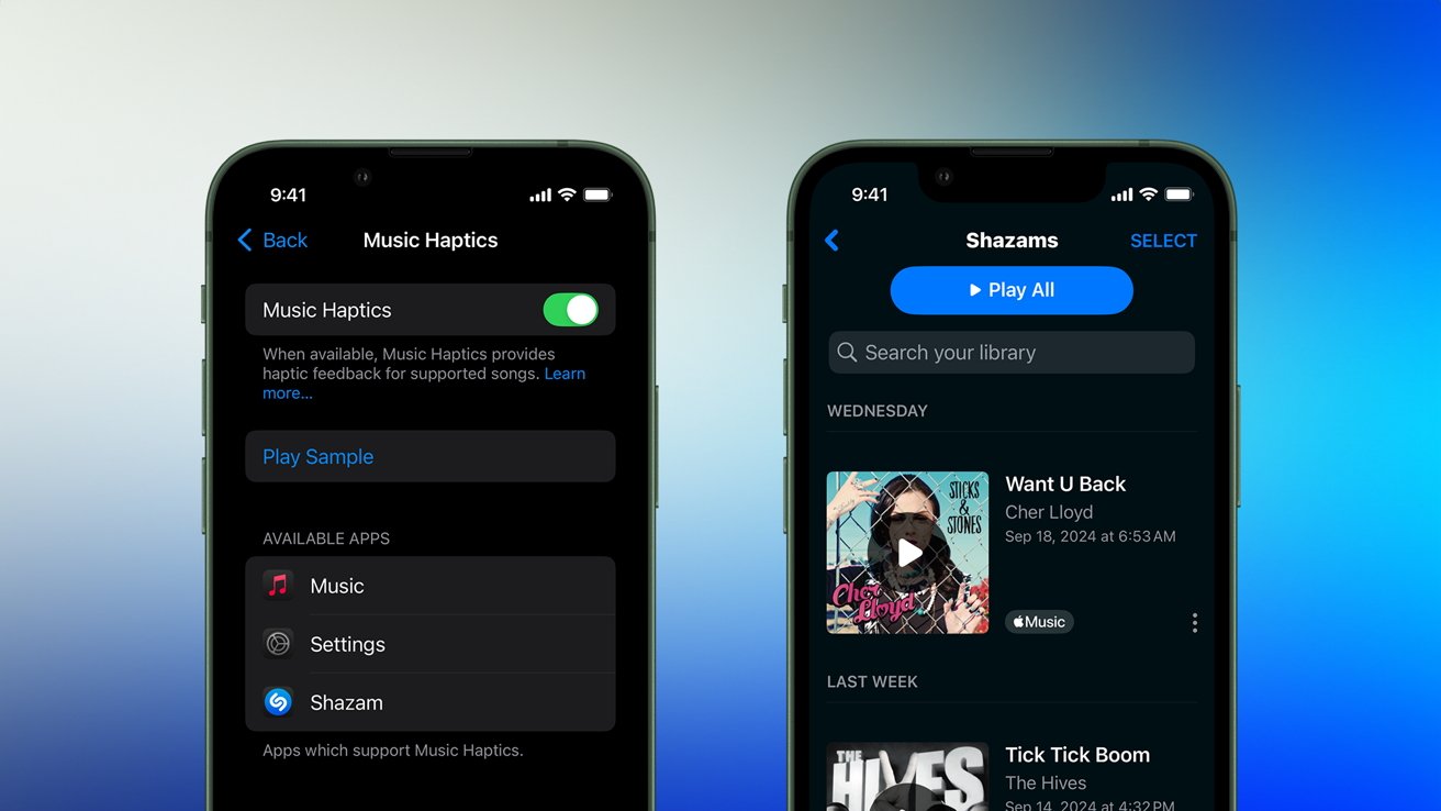 Shazam options assist for Apple Music Haptics