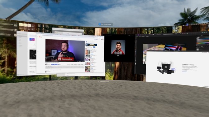 Testing out Mac ultra wide display mirror on Apple Vision Pro