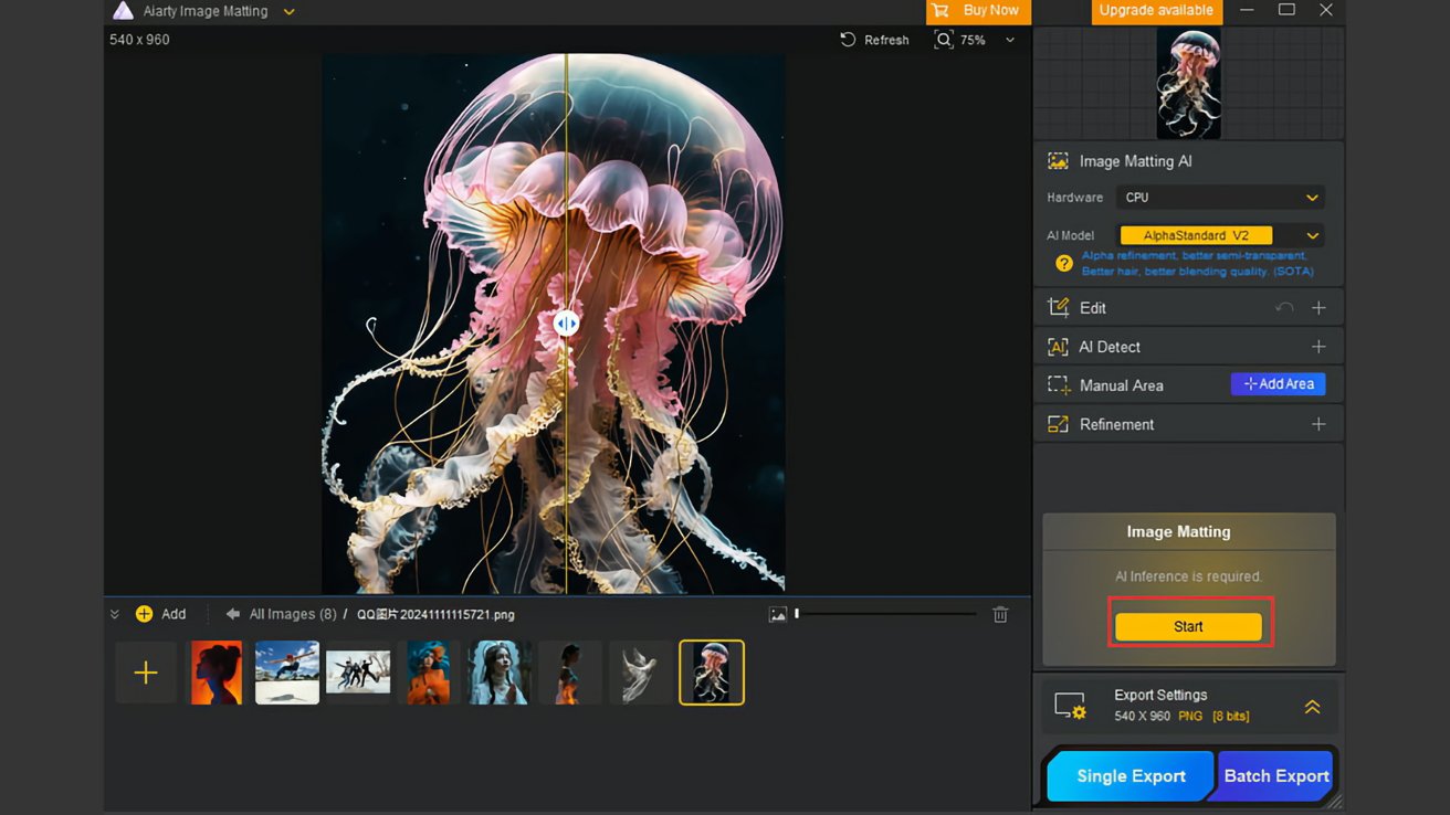 A brightly colored jellyfish with flowing tentacles set against a dark background, displayed within an editing software interface.