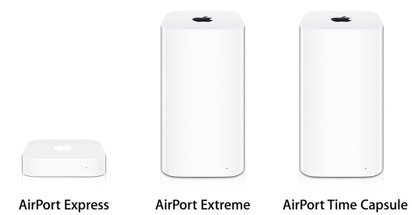 Apple's previous AirPort hardware lineup, still enjoyed by veteran Apple users. Photo: Apple