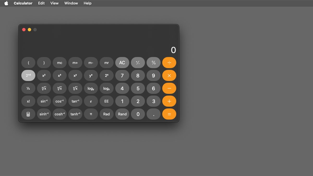 macOS Sequoia Calculator's Scientifc Mode.