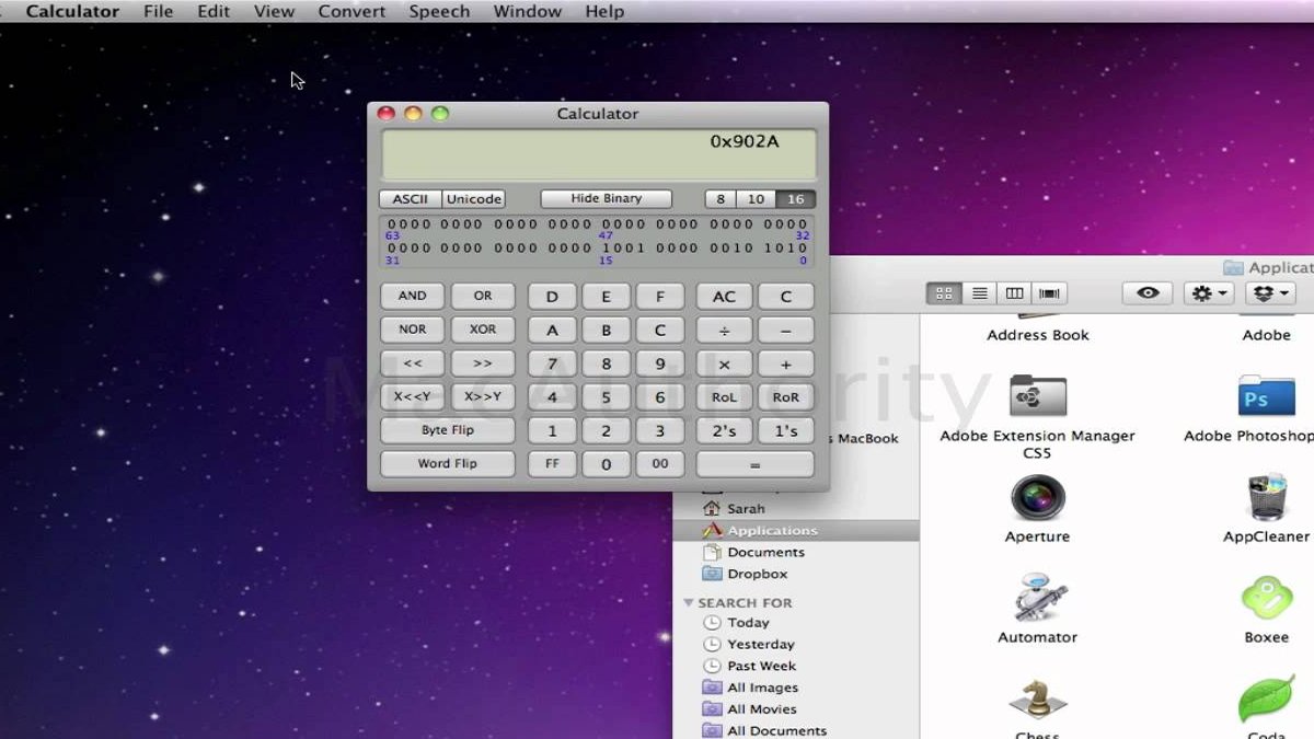 Mac OS X Snow Leopard Calculator.