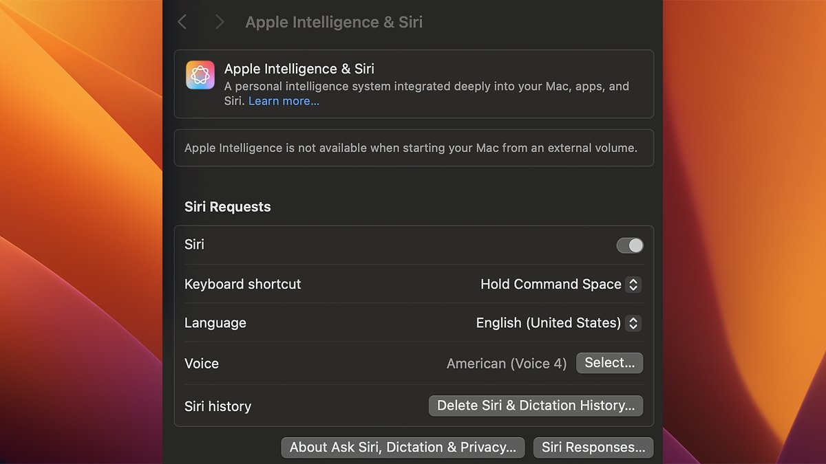 Apple Intelligence is disabled by default when booting from external drives.