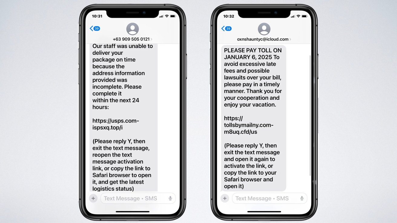 Examples of scam texts. Image credit: Bleeping Computer