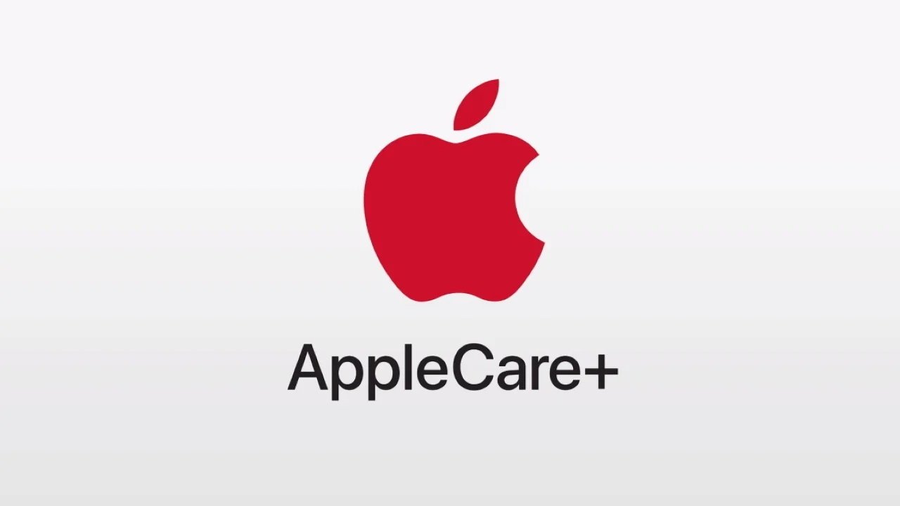 Red Apple logo above the text AppleCare Plus on a white background.