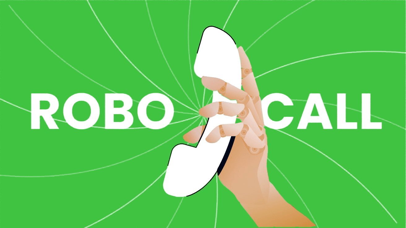 Robotic hand holding a phone against a green background with the words ROBO CALL.