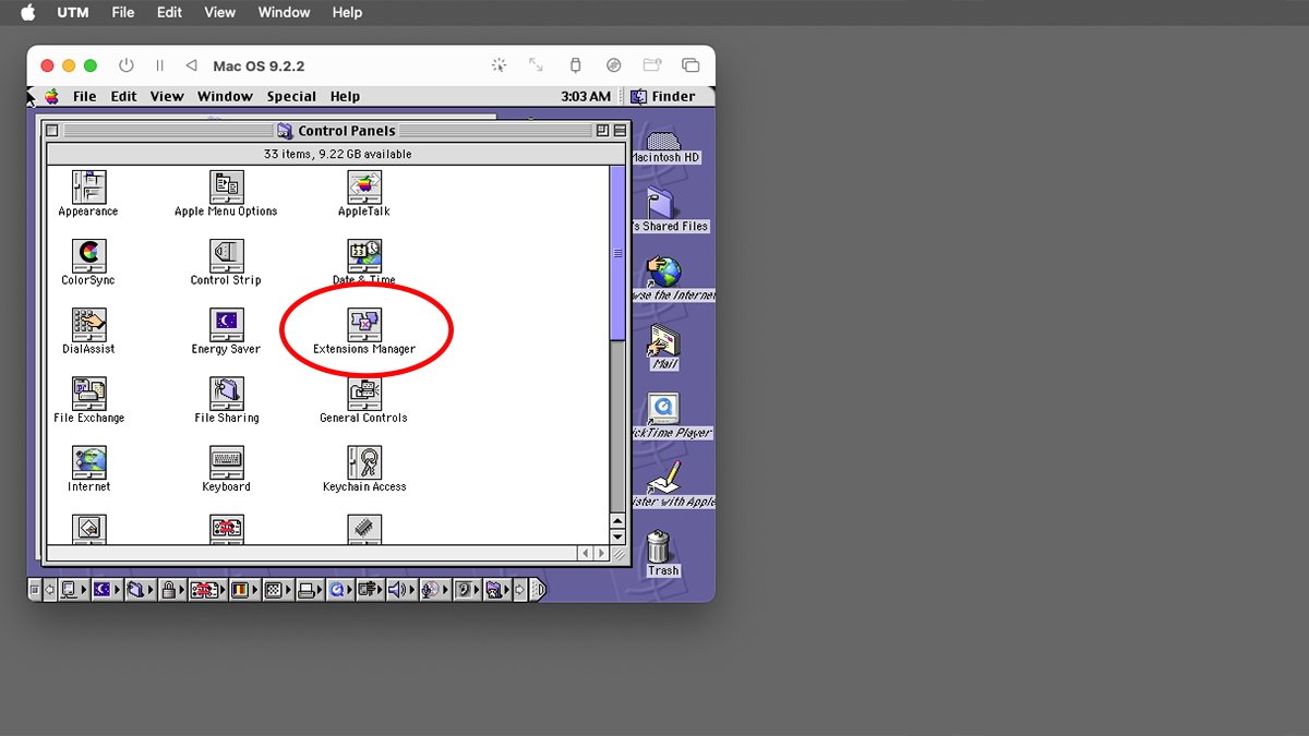 Use the Extensions Manager in macOS 9 to enable or disable Control Panels and Extensions.