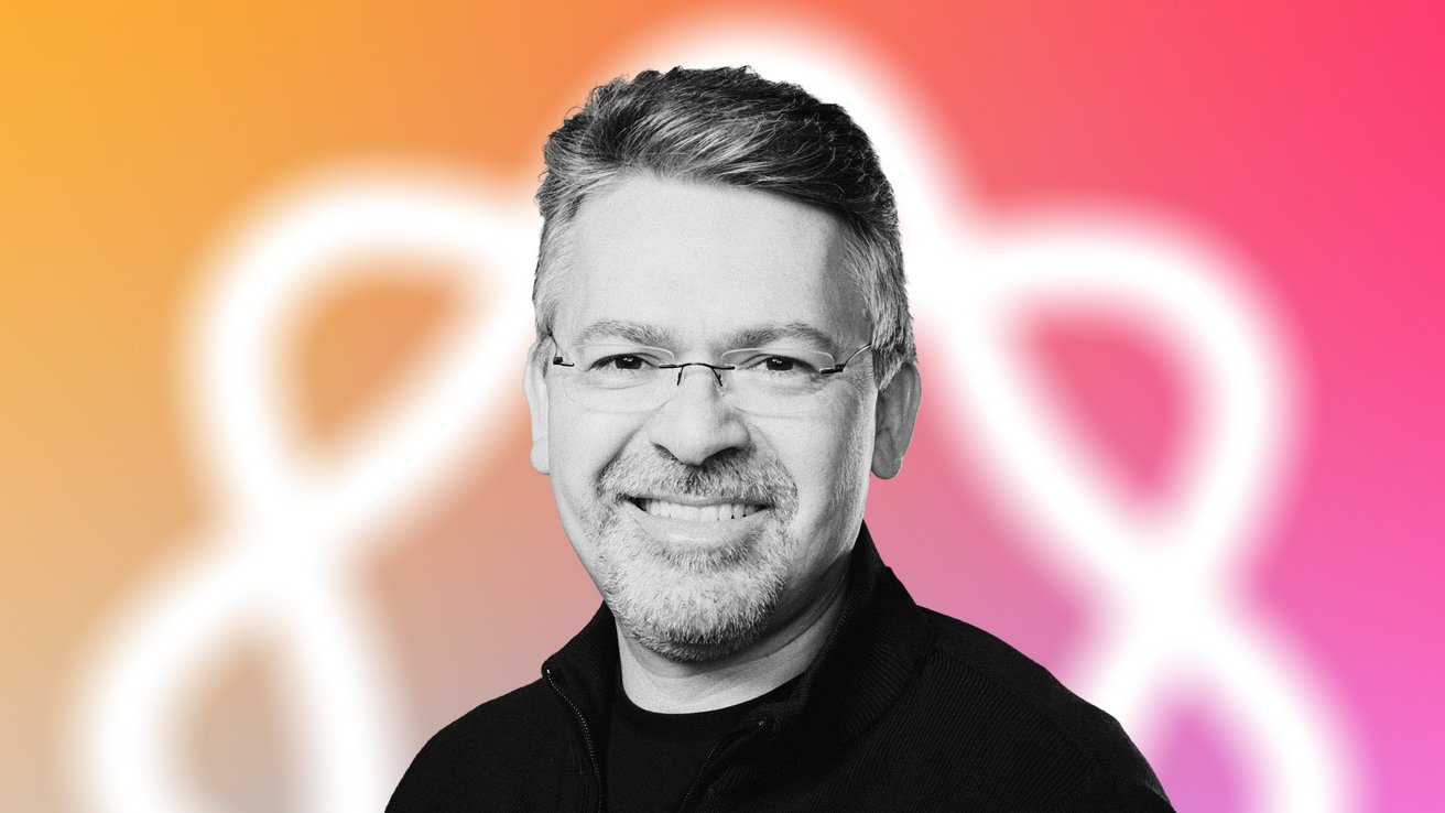 Smiling man with glasses and gray hair against a vibrant gradient background featuring a white abstract infinity symbol.