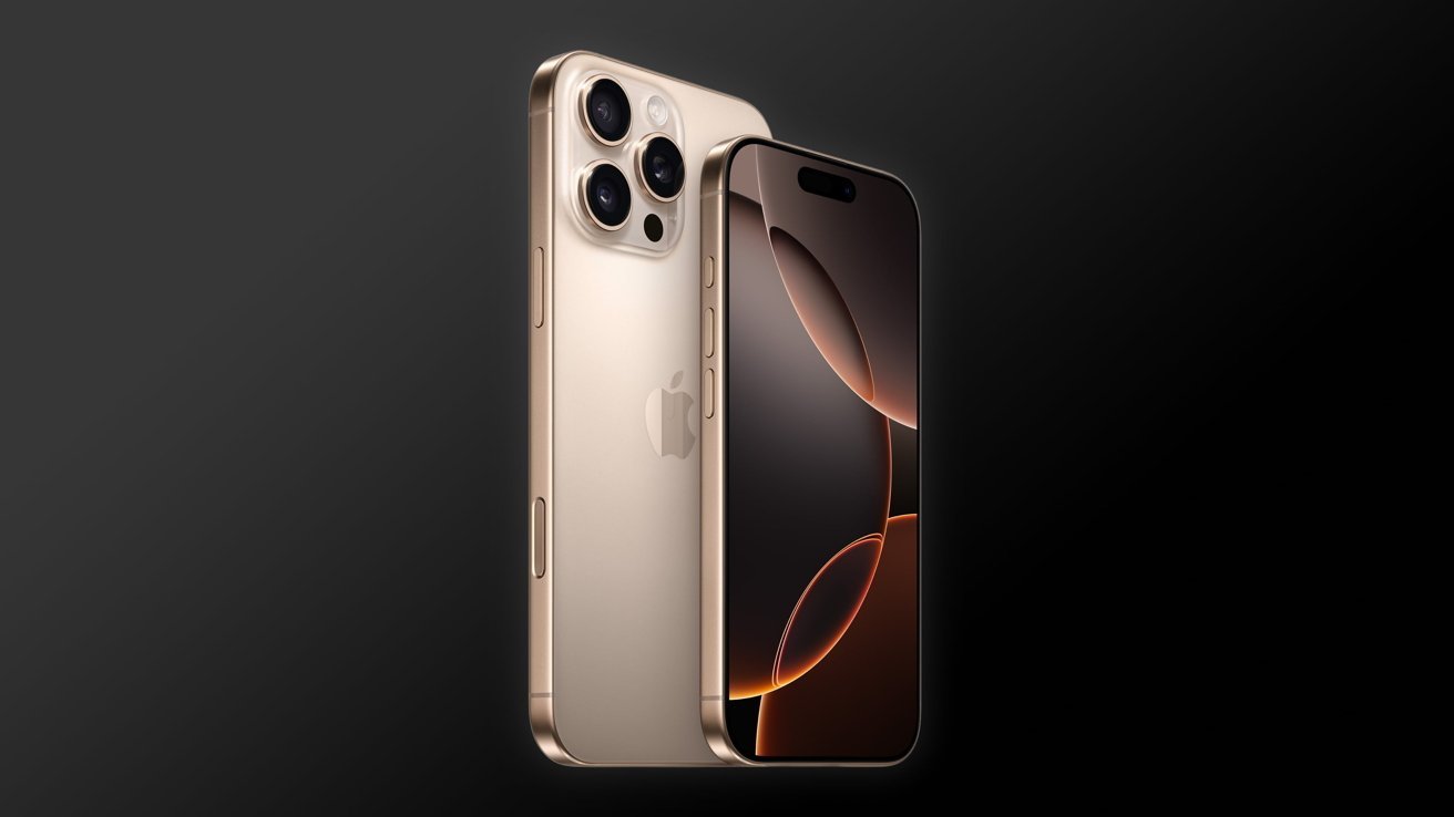 Two gold smartphones with shiny edges, one showing a colorful abstract screen, the other displaying a triple camera setup, on a dark gradient background.