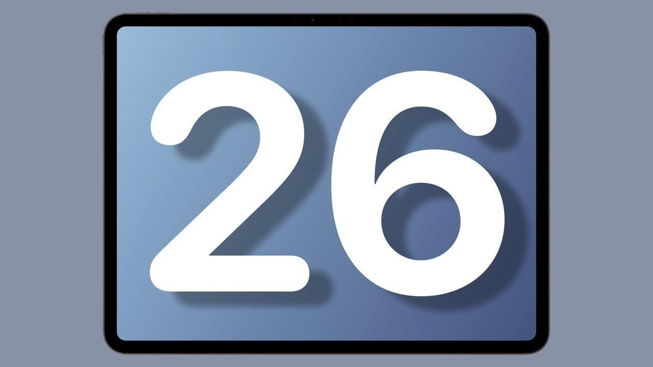 A large white number 26 is centered on a rectangular screen with a blue background, representing a digital display.