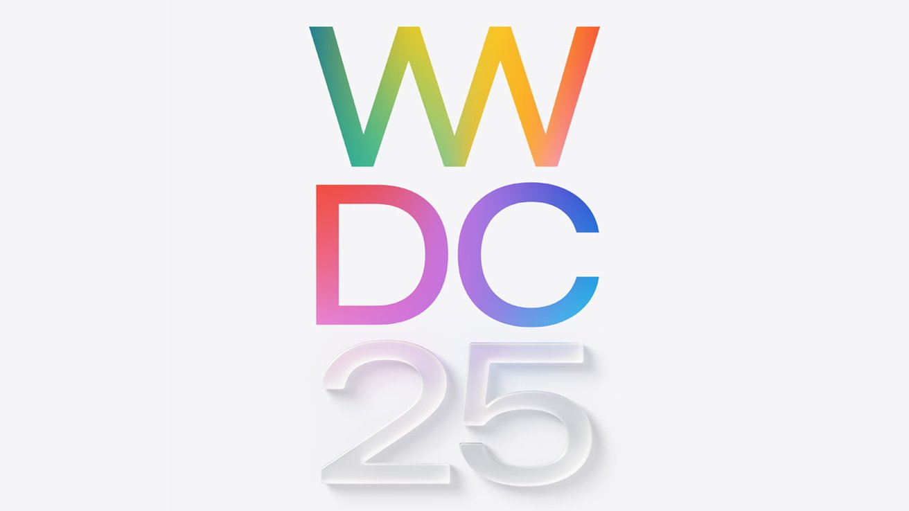 Colorful WWDC letters above semi-transparent number 25 on a light gray background.