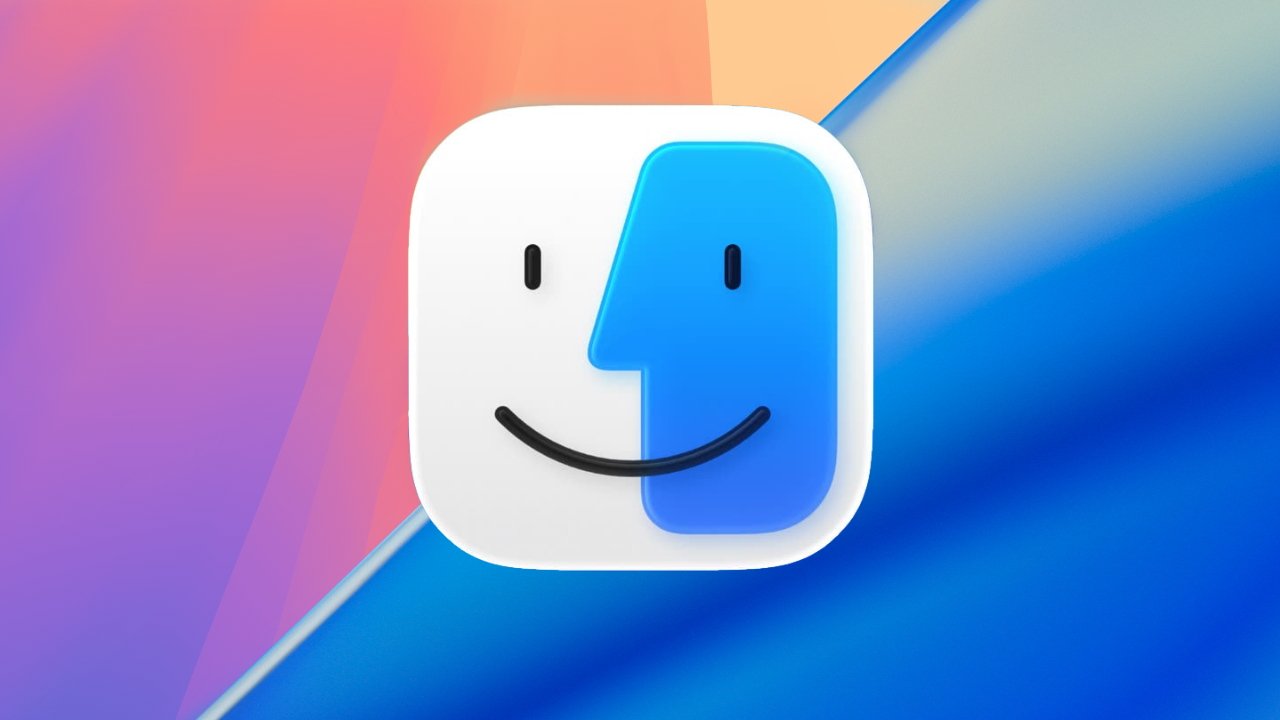 Smiling abstract two-tone face icon with a blue and white gradient background.