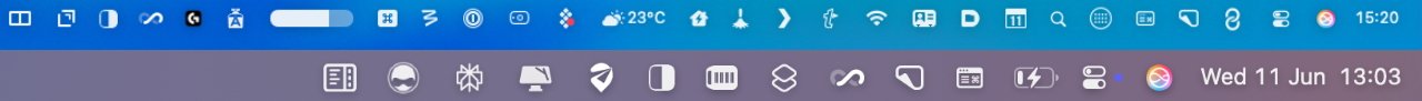 Computer screen toolbar with various icons and symbols representing applications, followed by time and date displayed as Wed 11 Jun 13:03.