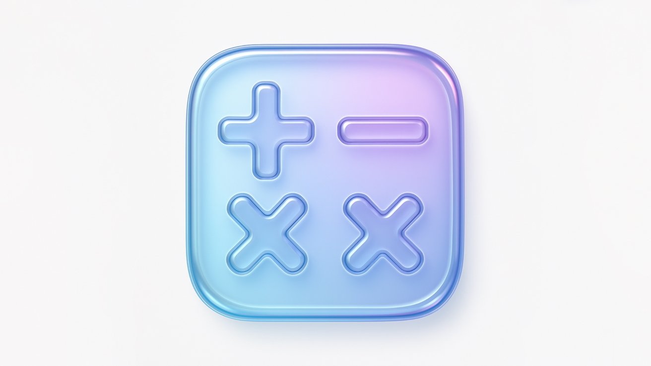 Blue and purple gradient app icon resembling a calculator with plus, minus, and multiplication symbols.