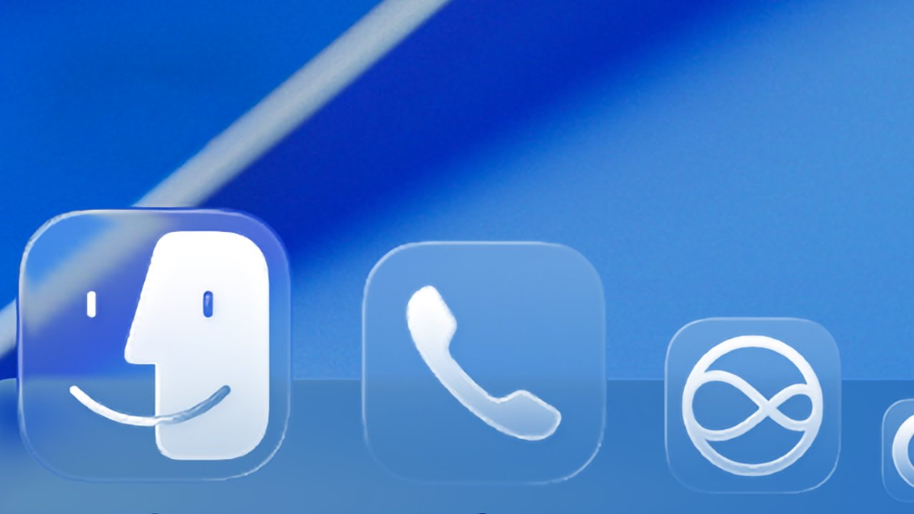 Blue digital interface with three icons: smiling face, phone handset, and infinity loop, arranged left to right.