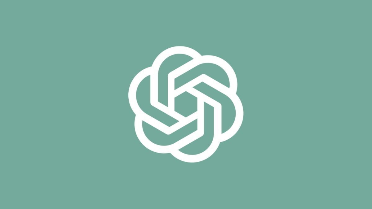 A geometric, white, interwoven circular pattern on a teal background, resembling a knot or flower.