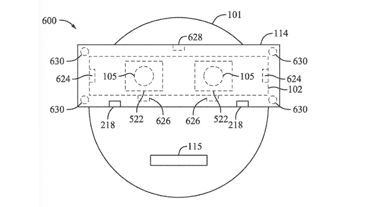 Technical diagram showing a rectangular component with labels, circular elements, and lines, indicating dimensions and connections within a semi-circular boundary.