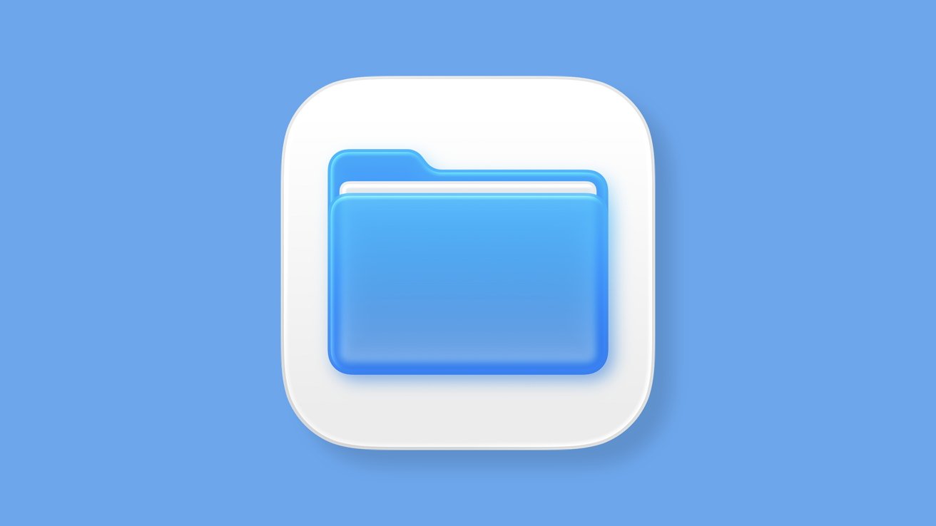 Rounded blue folder icon with a white border on a blue background