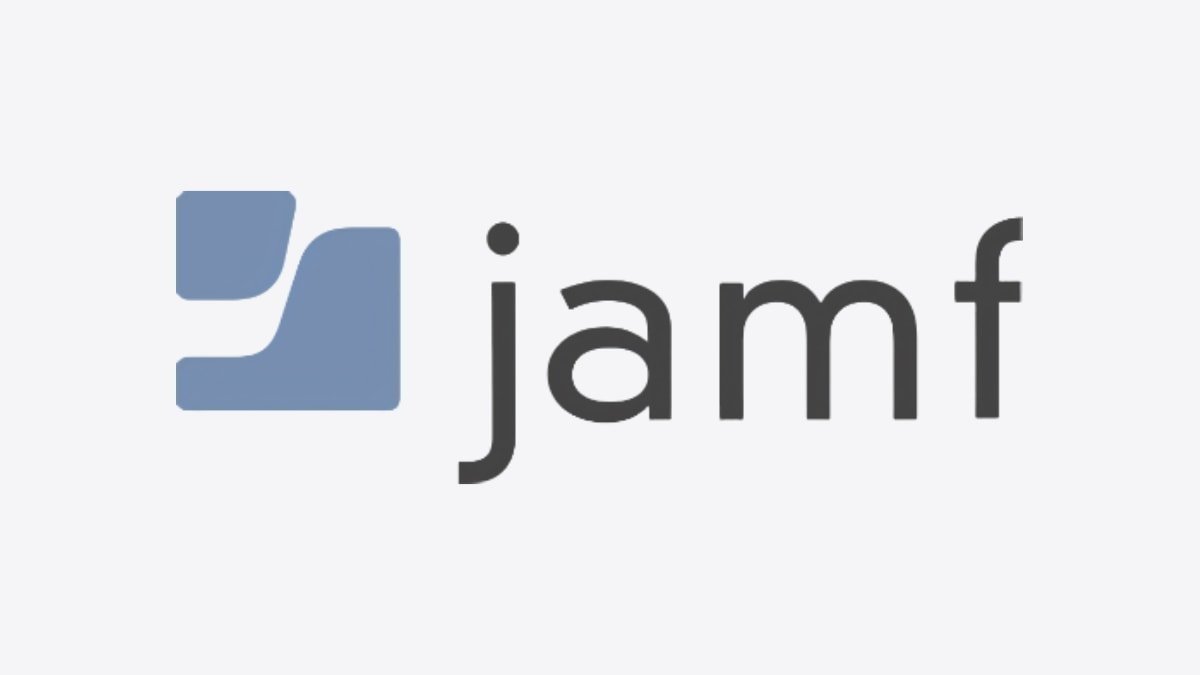Blue stylized square made of four rounded shapes next to the word jamf in lowercase gray text on a white background.