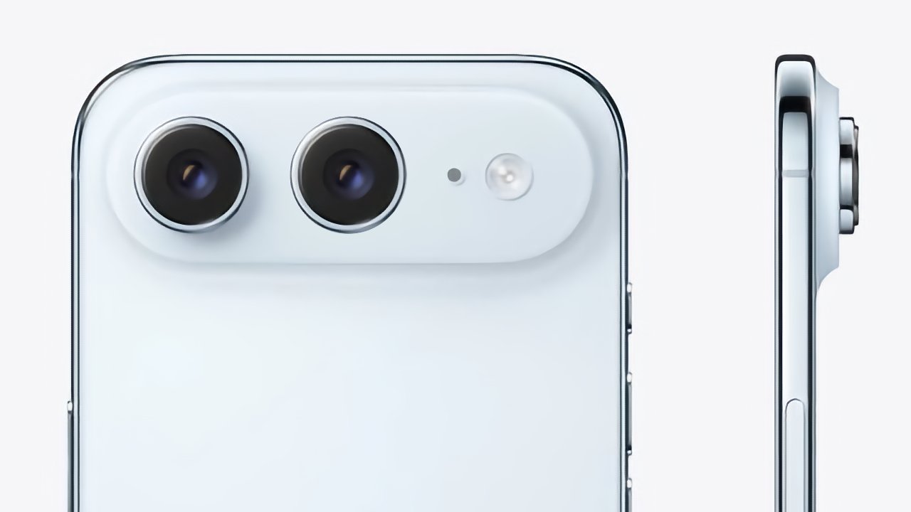 Close-up of a white smartphone's dual camera system with flash and side view, showing sleek design and slight camera protrusion.