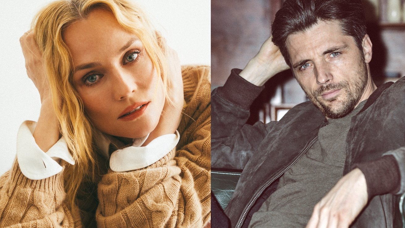 Close-up of a woman with blonde hair in a brown sweater and a man with short hair and a beard in a jacket, both resting heads on their hands.
