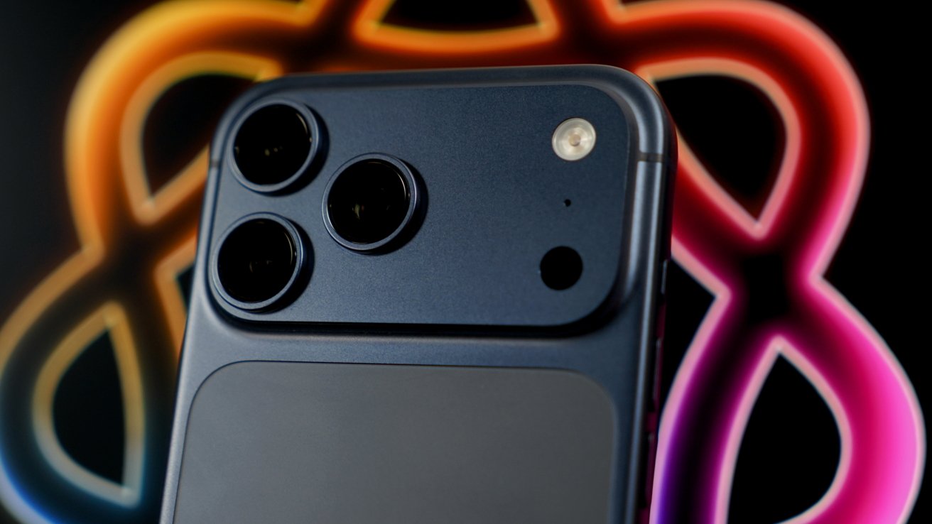 Close-up of a smartphone with a triple-camera setup and a flash against a vibrant, neon-colored abstract background.