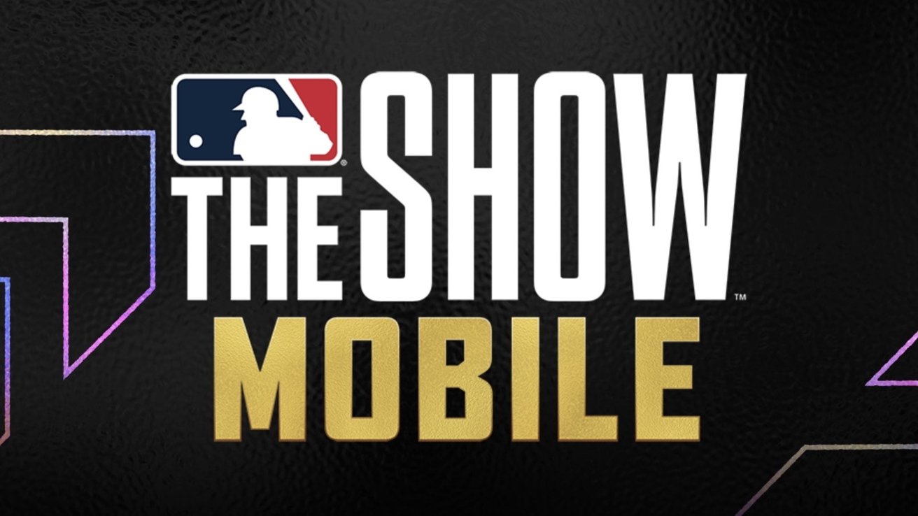MLB logo with silhouette of a swinging batter, text reads The Show Mobile with a dark background and neon accents.