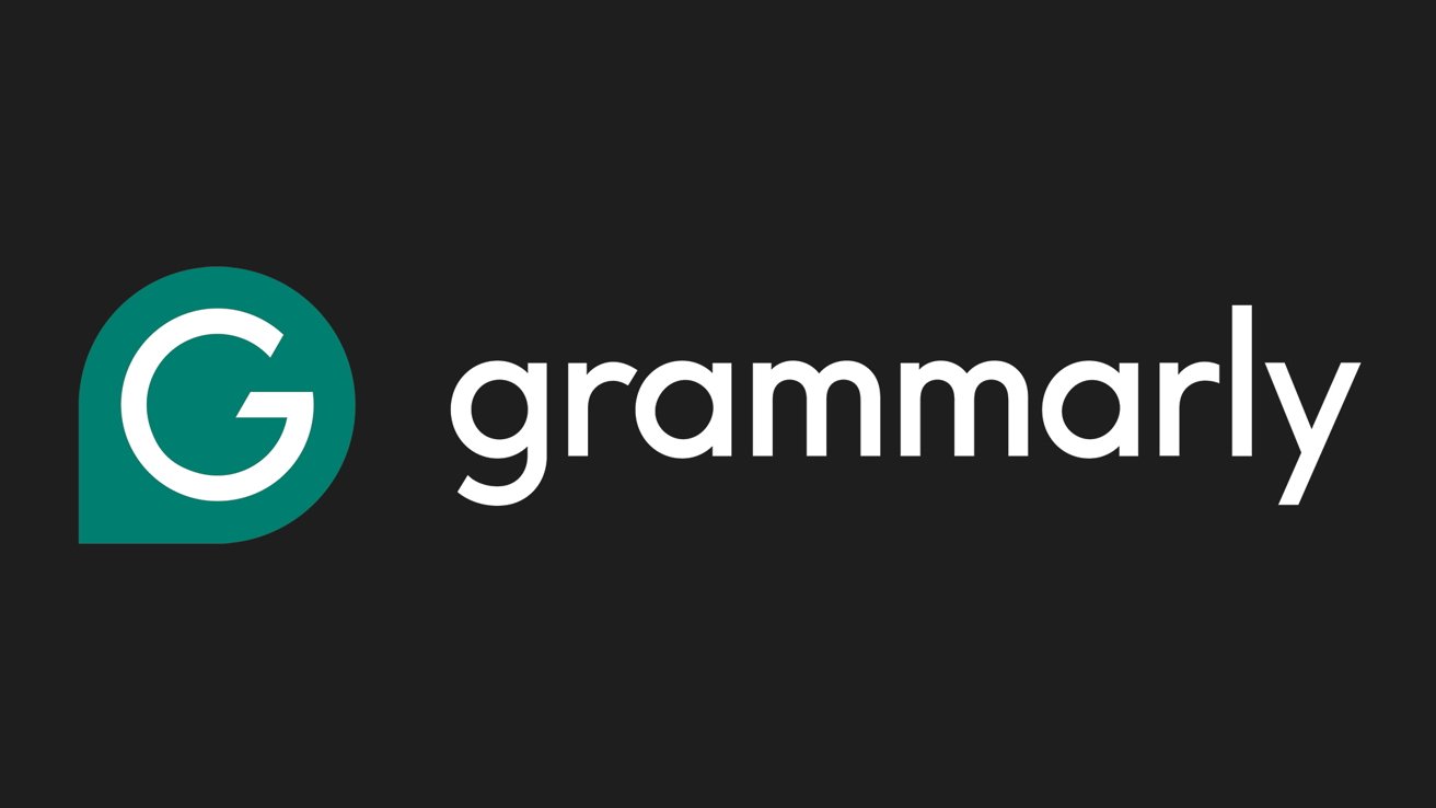 Grammarly logo with a white lowercase g inside a teal speech bubble on the left and the word grammarly in bold white letters on a dark gray background