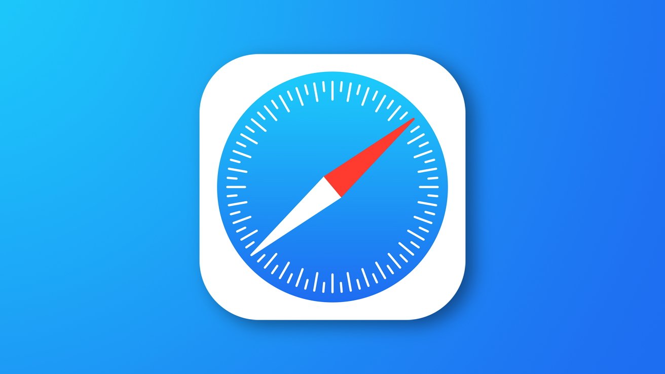 Safari web browser app icon showing a blue circular compass with white tick marks and a red and white needle, centered on a white rounded square against a blue gradient background