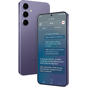 Samsung S24 smartphone in Cobalt violet