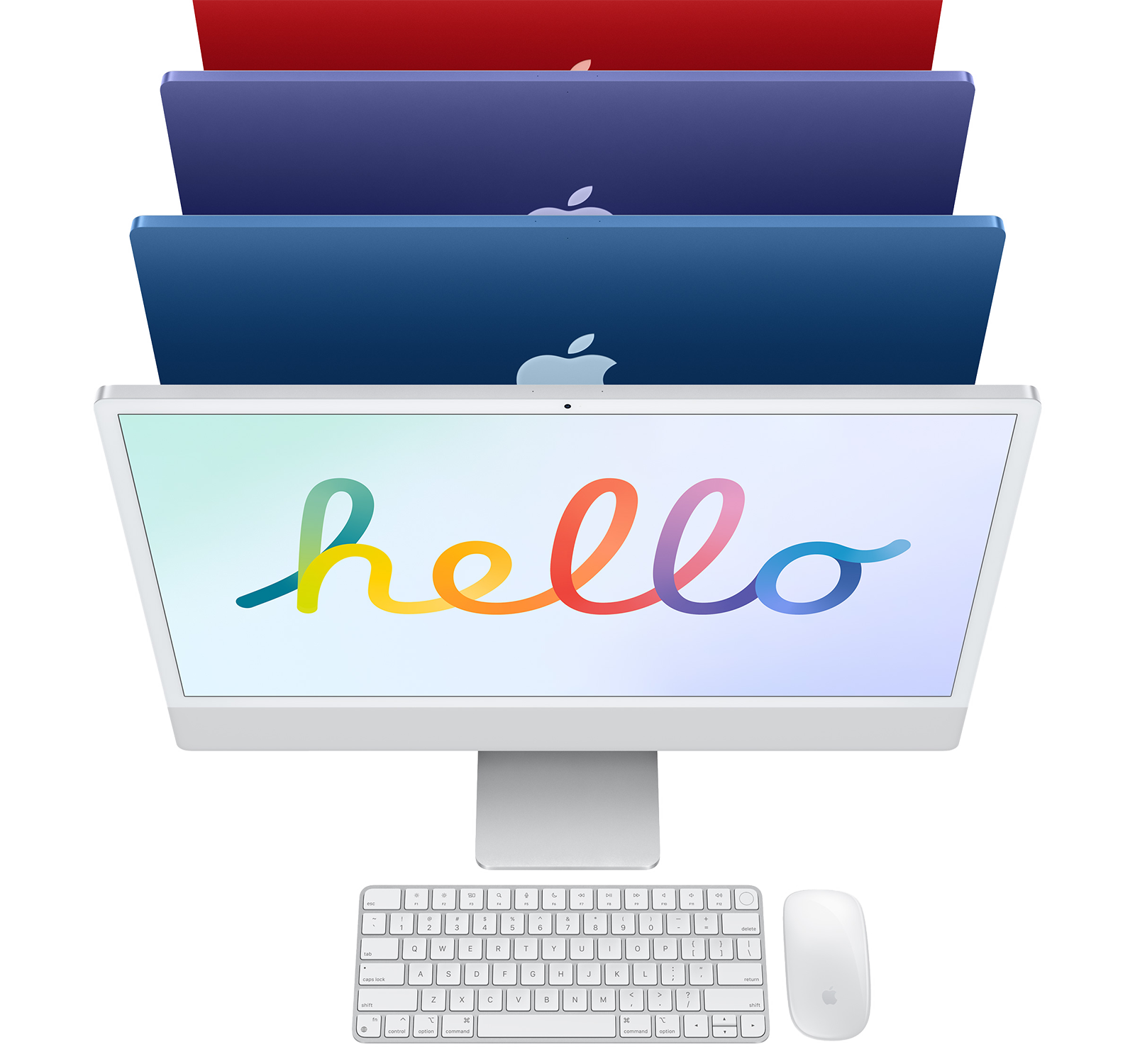 M1 iMac 24-inch with Hello wallpaper