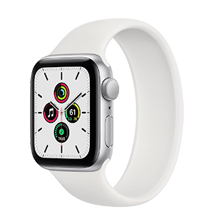 Apple Watch SE with Silver Aluminum Case and White Sport Band