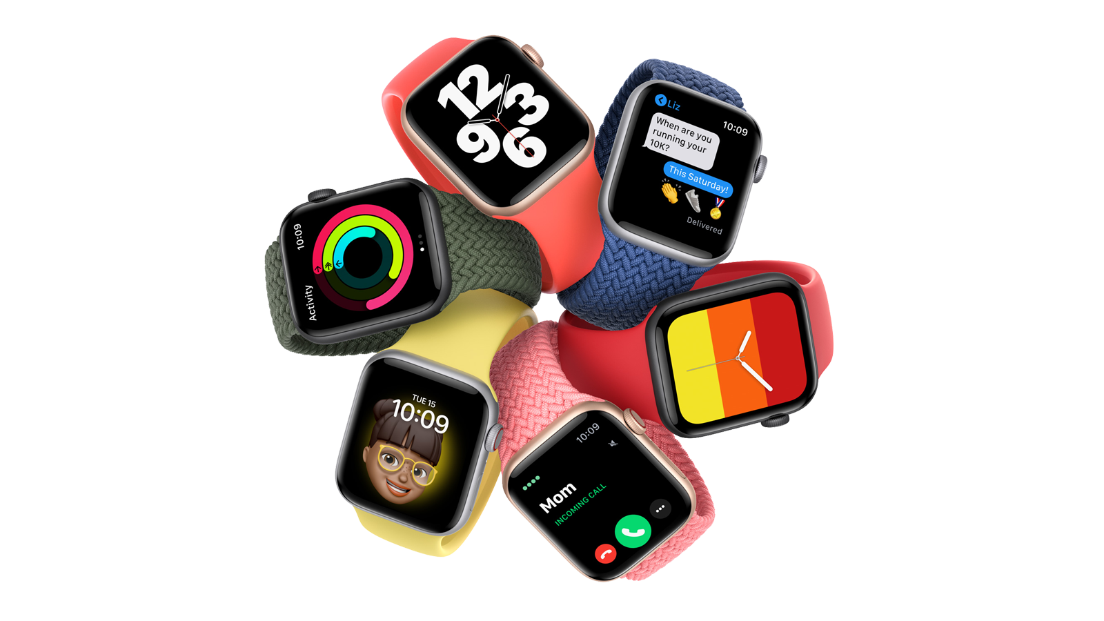 Apple Watches in circular pattern