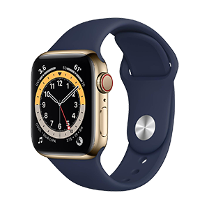 Apple Watch Series 6 with Gold Case, Navy Sport Band