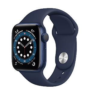 Apple Watch Series 6 in Blue Aluminum Case and Navy Sport Band