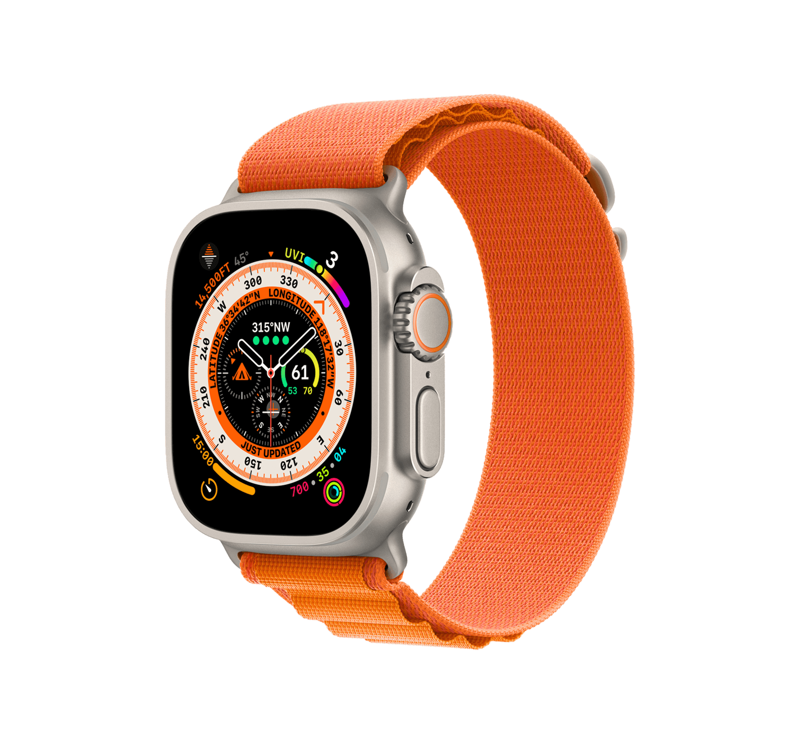 Smartwatch Apple Watch Ultra 2 GPS + Cellular, 49mm Titanium Case com  Orange Ocean Band